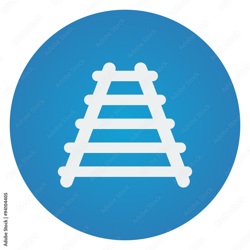 Flat white Railroad icon on blue circle Flat white Railroad icon on blue circle