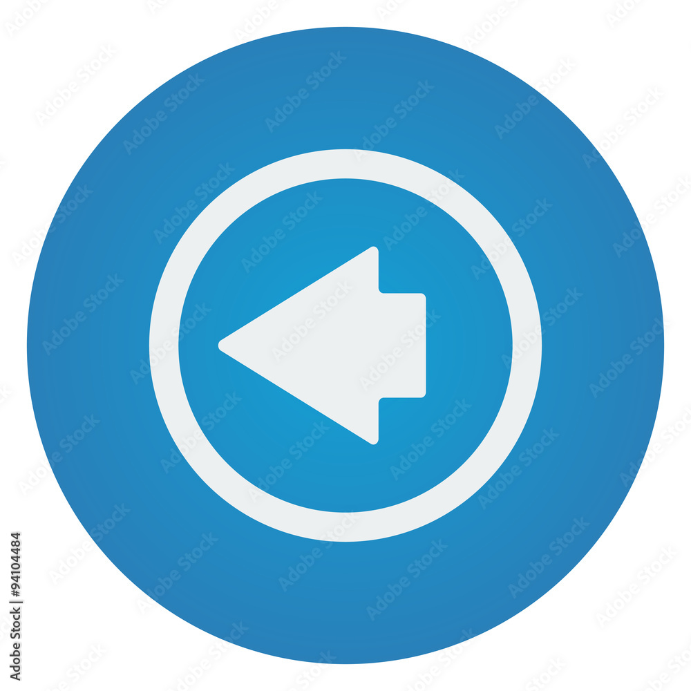 Flat white Arrow Left icon on blue circle Flat white Arrow Left icon on blue circle