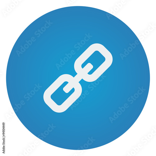 Flat white Links icon on blue circle