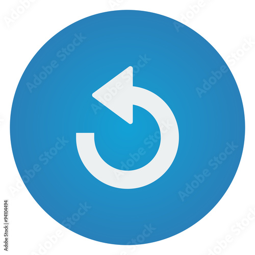 Flat white Undo icon on blue circle
