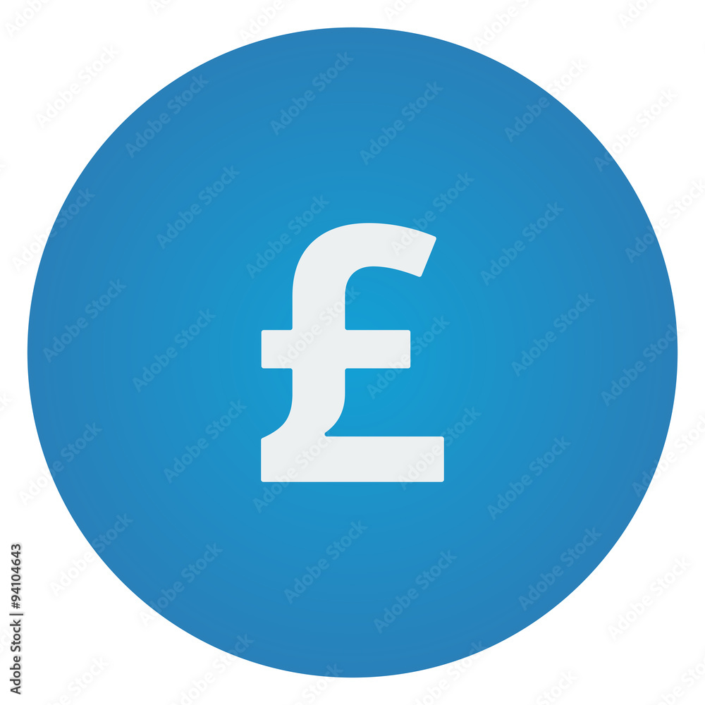 Flat white Pound icon on blue circle Flat white Pound icon on blue circle