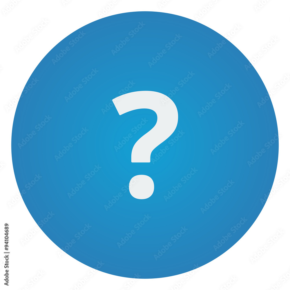 Flat white Question Mark icon on blue circle Flat white Question Mark icon on blue circle