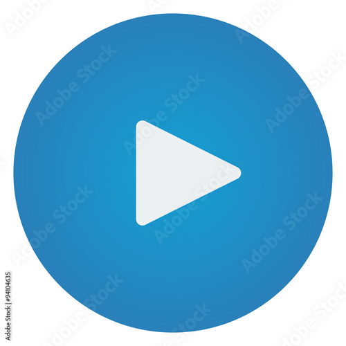 Flat white Play icon on blue circle