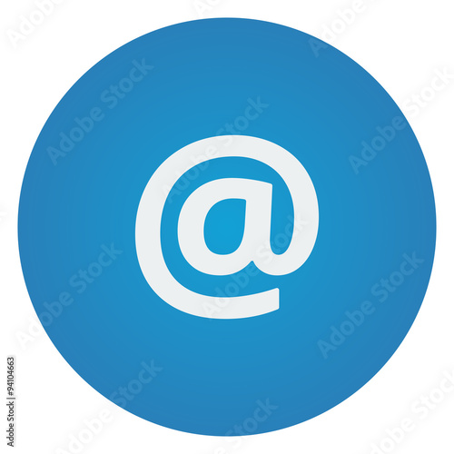 Flat white E-Mail icon on blue circle