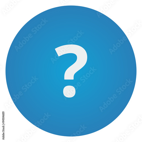 Flat white Question Mark icon on blue circle