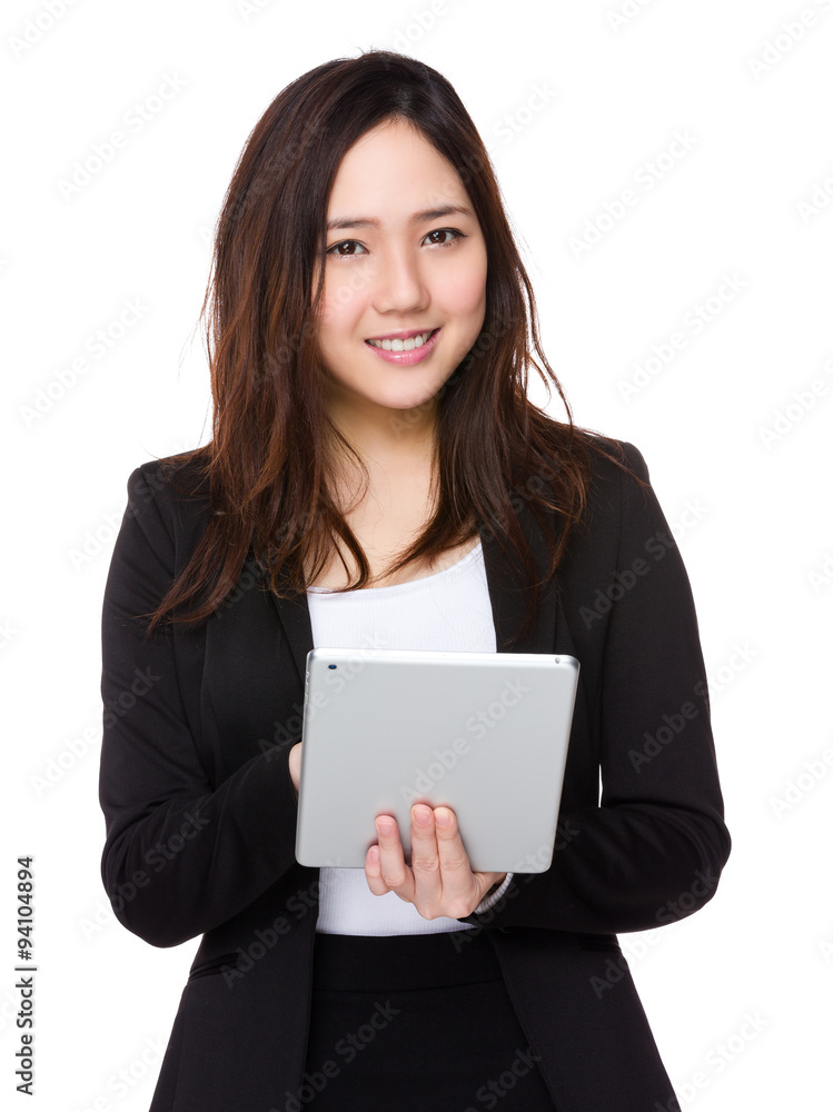 Businesswoman use of the tablet pc Businesswoman use of the tablet pc