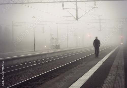 Man on train platform