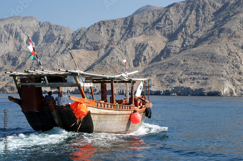 Omani dhow on Musandam Fjords photo