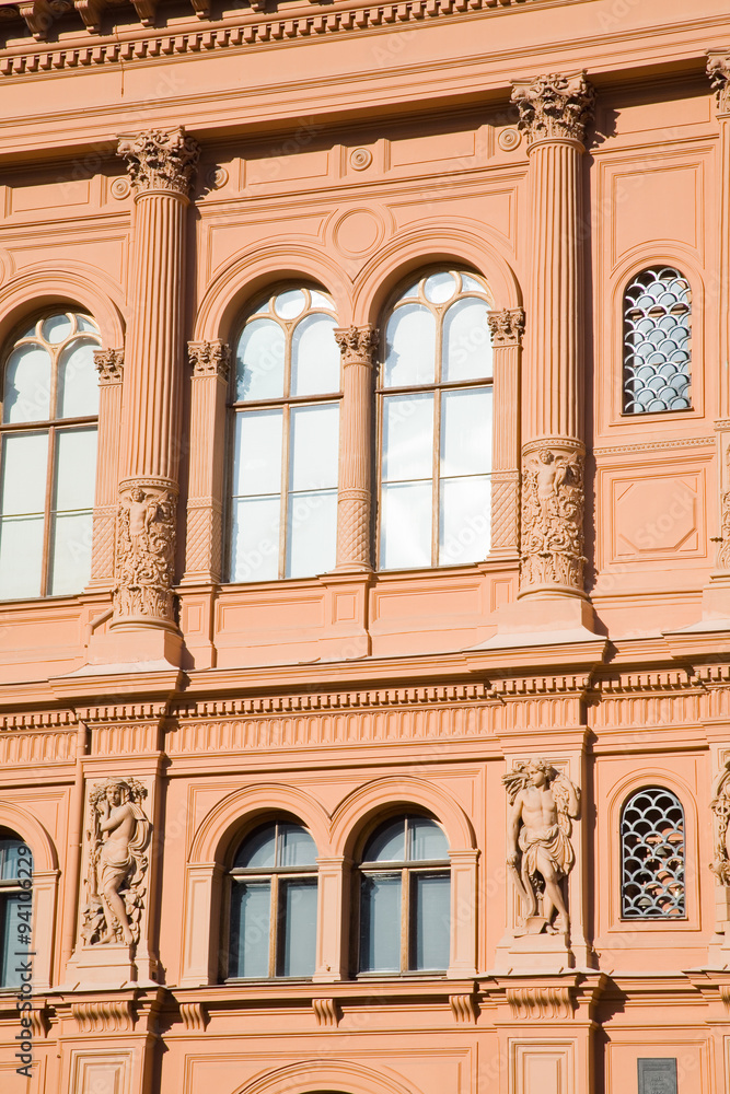 The facade of a historic building