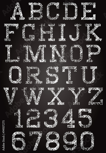 retro font and set of digits