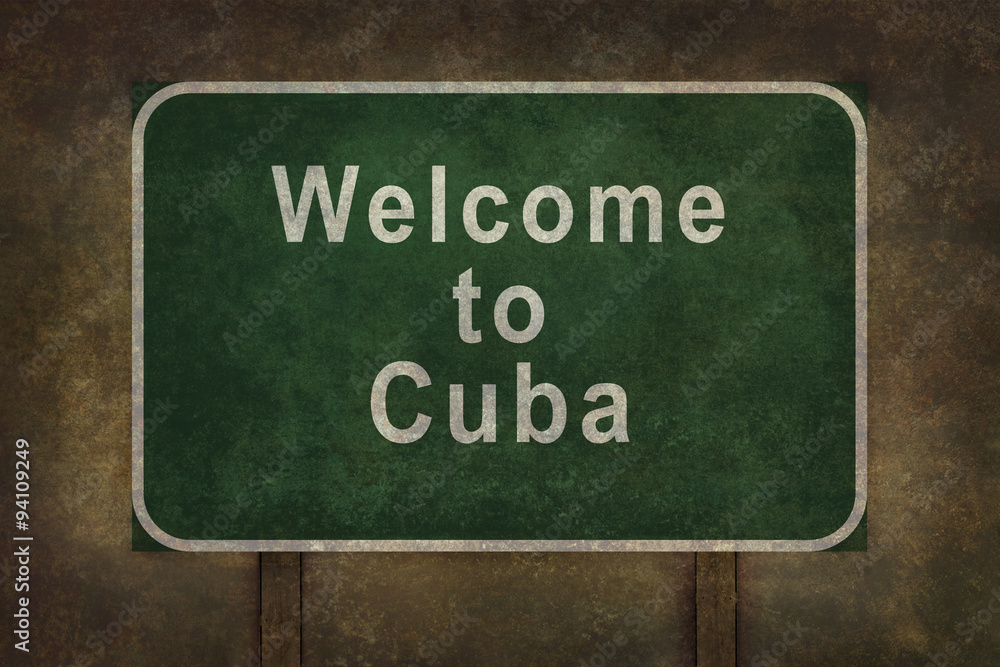 Welcome to Cuba roadside sign illustration
