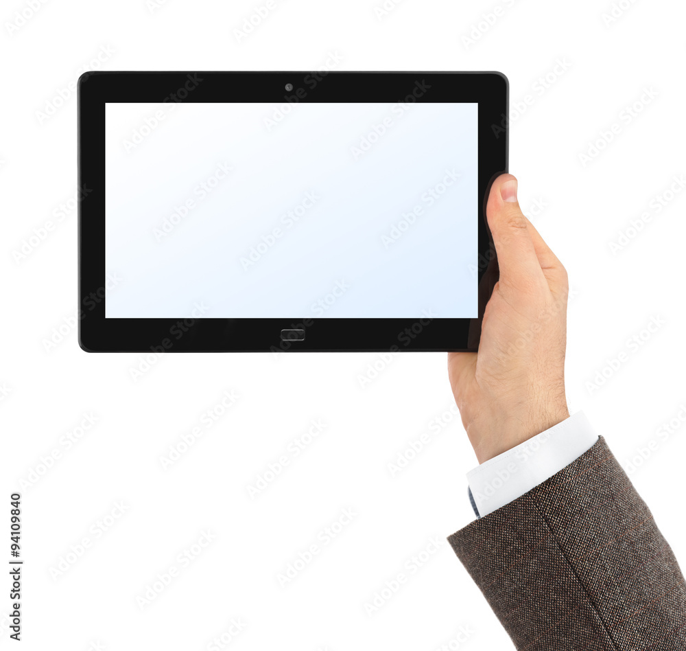 Hand with touchpad pc Hand with touchpad pc