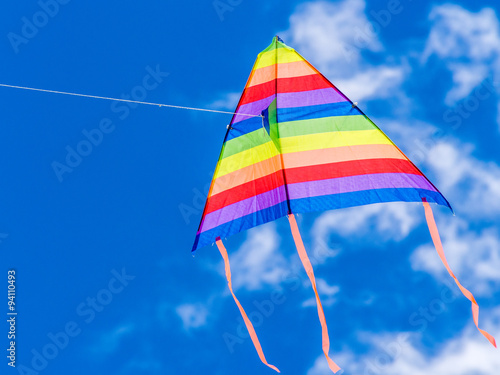 Wind kite flying in a blue sky