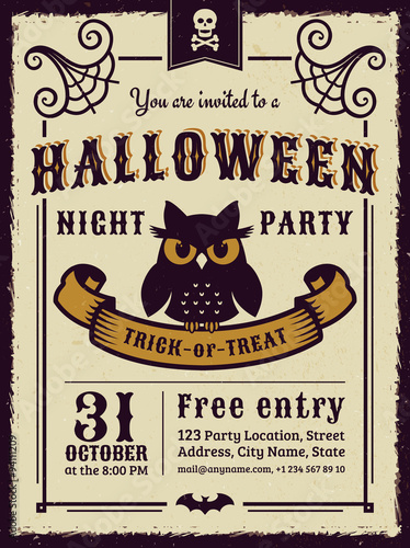 Halloween party invitation. Vector card.