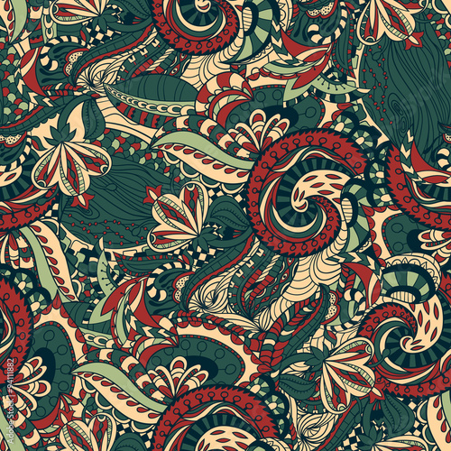 Vector floral background with hand made pattern. 