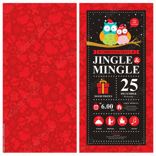 Christmas card invitation with Owl