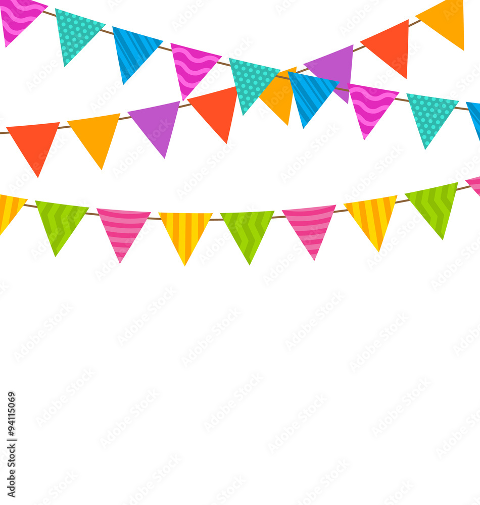 Set Colorful Buntings Flags Garlands Set Colorful Buntings Flags Garlands