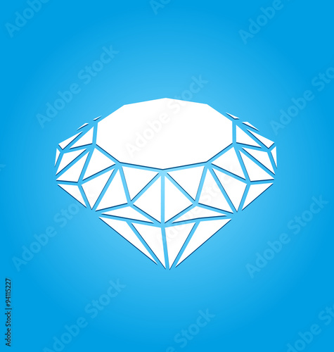 Flat Icon of Diamond on Blue Background