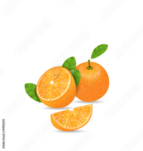 Fototapeta Naklejka Na Ścianę i Meble -  Set Orange Fruits, Cut and Slices
