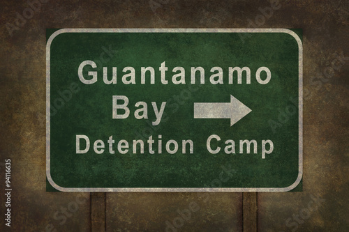 Vászonkép Guantanamo Bay detention camp roadside sign illustration with di