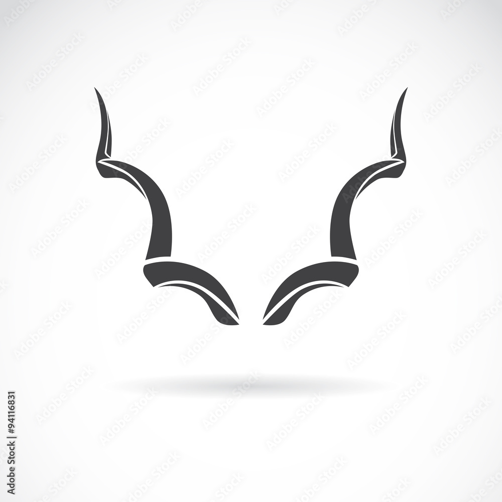 Naklejka premium Vector image of an horns on a white background, Greater Kudu