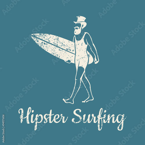 Hipster Surfing Logo