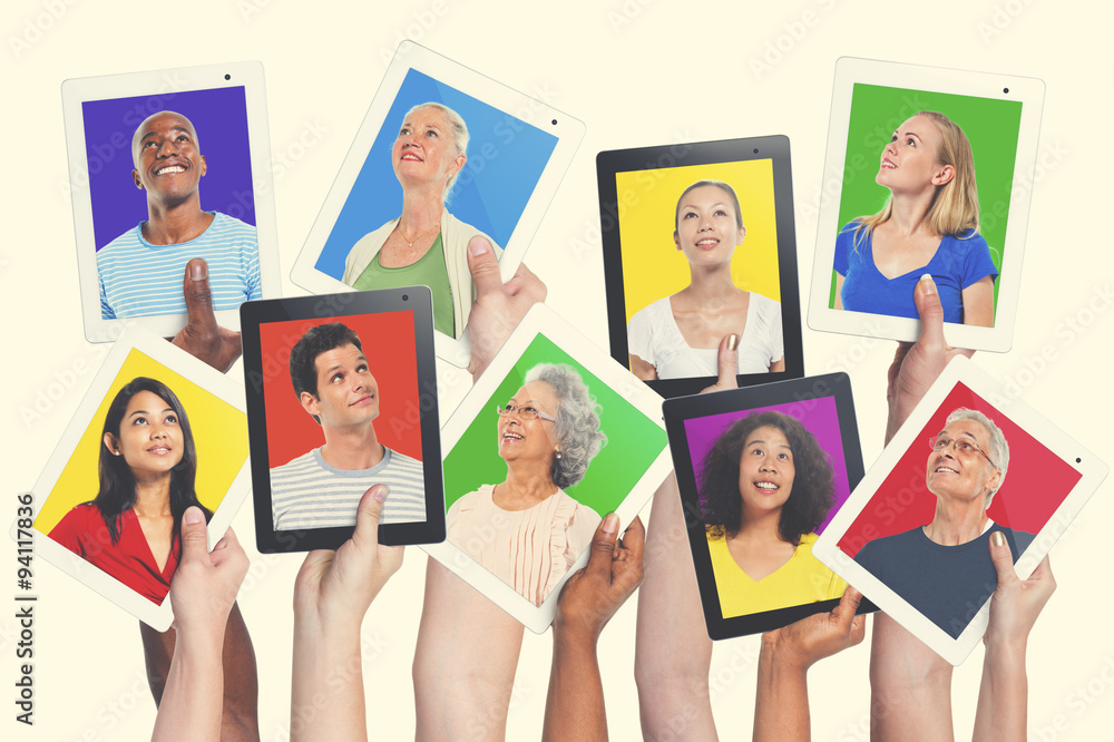 Obraz premium Diversity Hands Digital Devices Communication Variation Concept