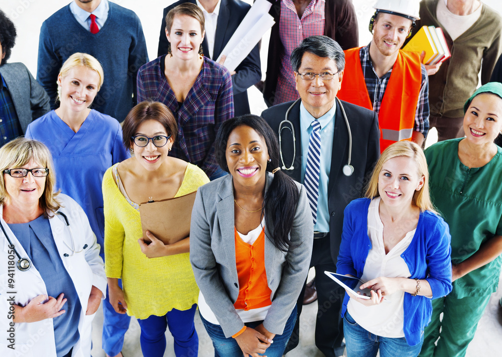 Fototapeta premium Group of Diverse Multiethnic People Various Jobs Concept