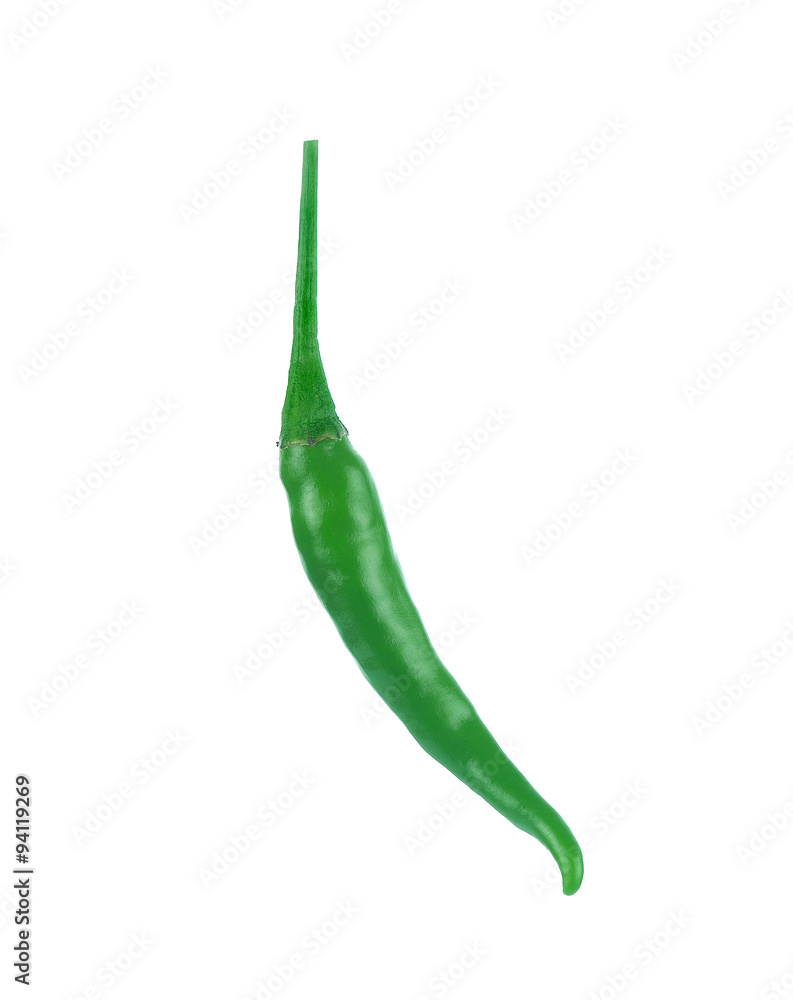 green chili on a white background green chili on a white background