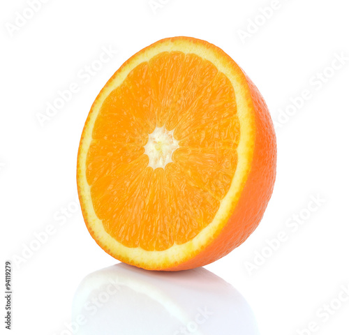 Slice of ripe tangerine isolated on white background