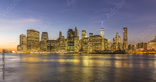 famous skyline of New York seen from Brooklyn