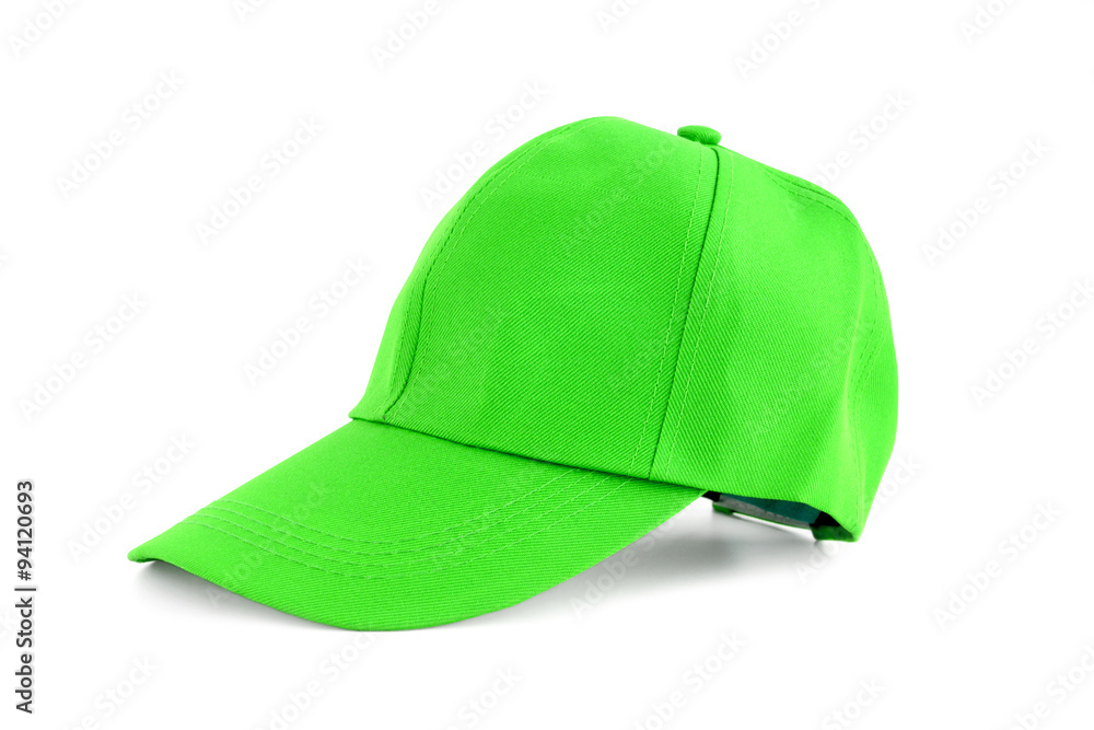 Green fabric cap on white background Green fabric cap on white background