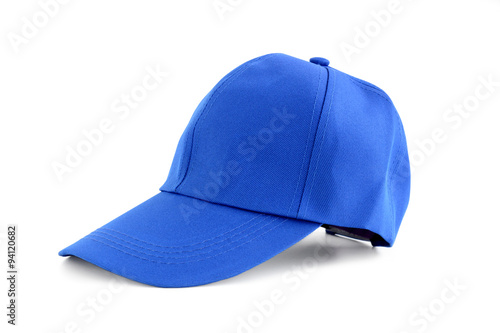 Blue fabric cap on white background
