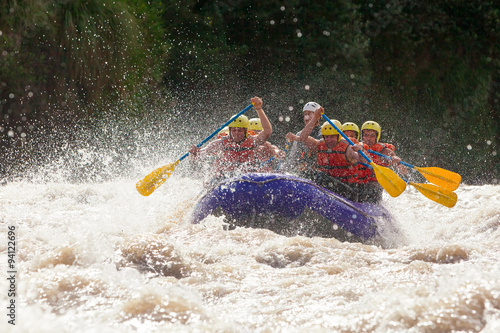 Fotografiet raft water sport white team whitewater rapids river extreme teamwork fun union o