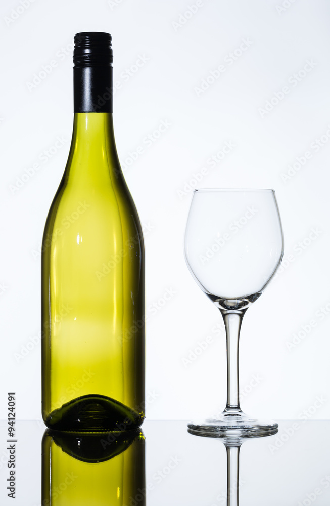wine glass and bottle of white wine