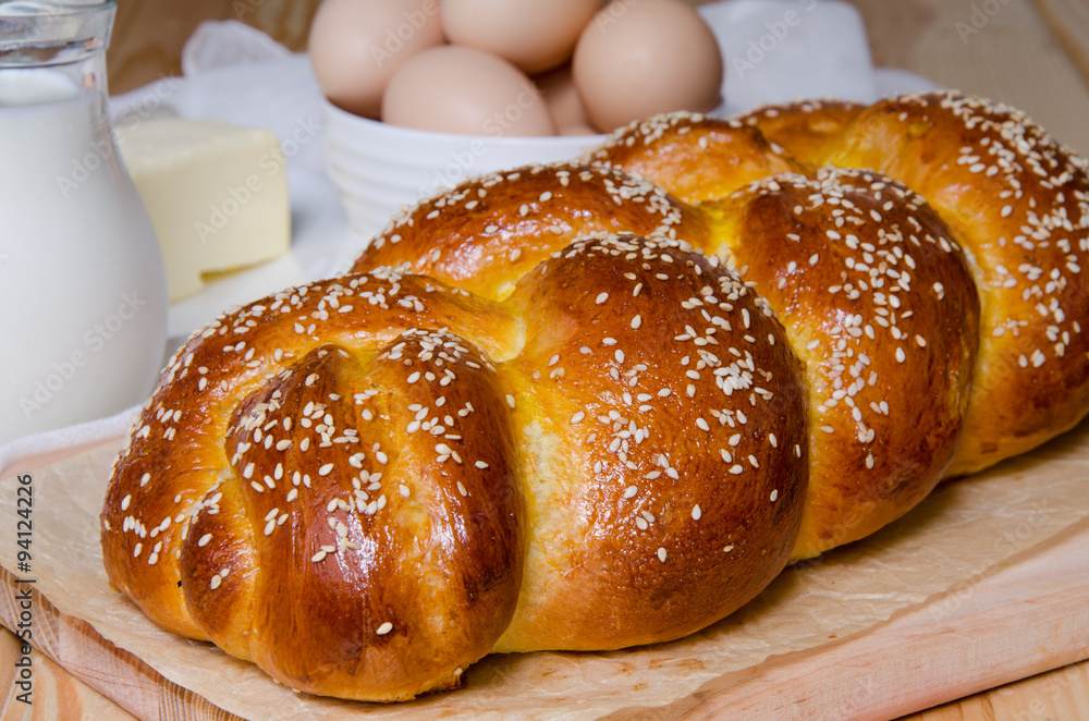 Challah bread with sesame seeds