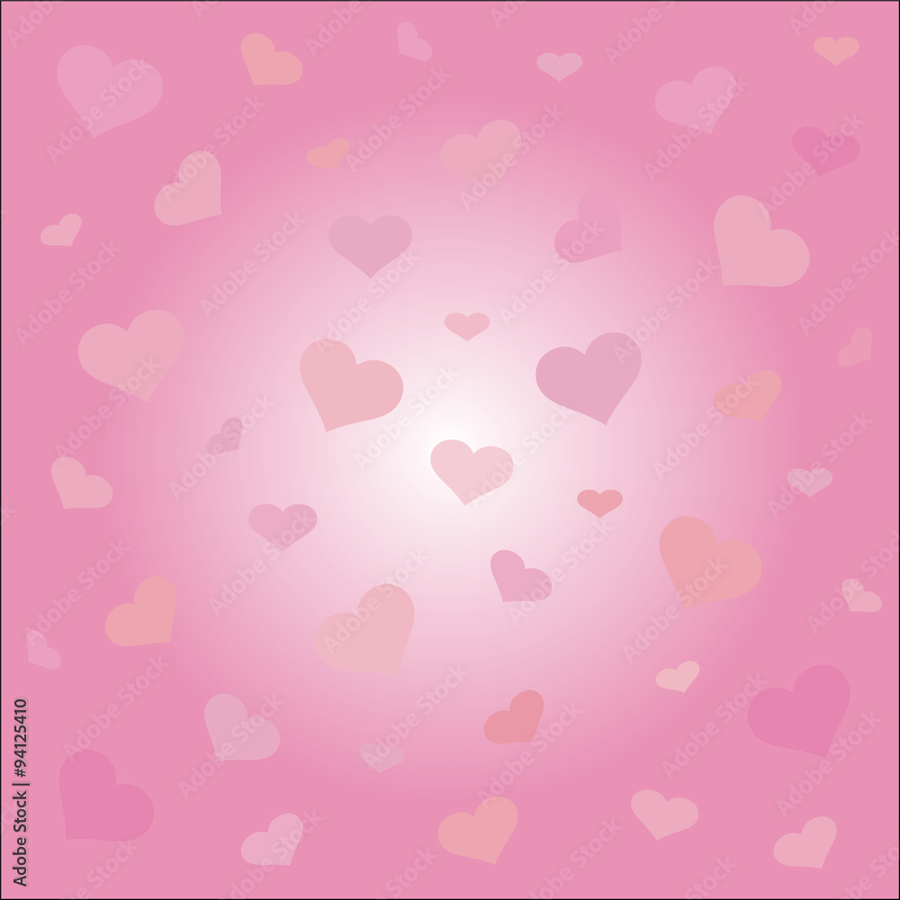 Holiday background with pink hearts for Valentine's day card.