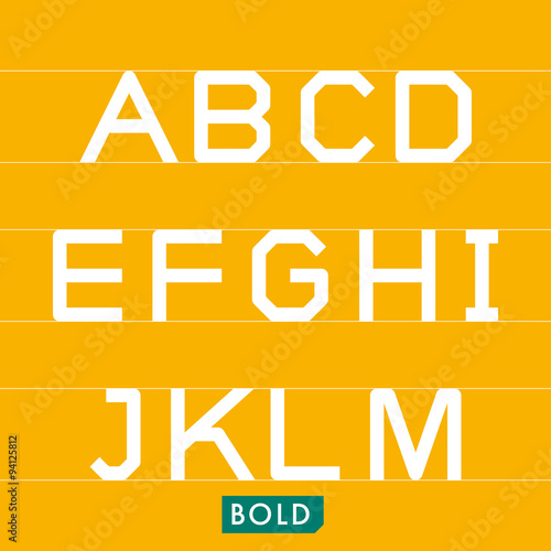 Geometrical monotype typeface A to M Bold