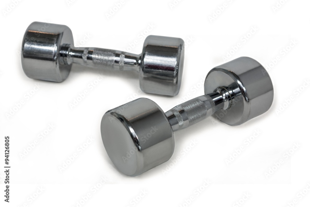 A pair of dumbbells together A pair of dumbbells together