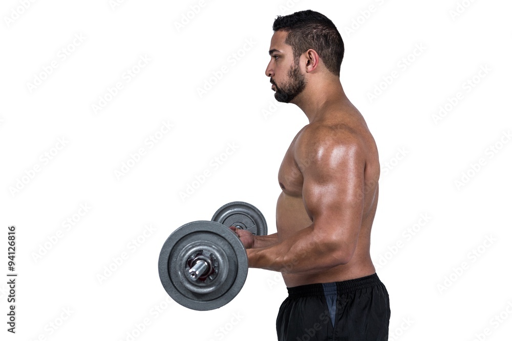 Muscular man lifting heavy barbell Muscular man lifting heavy barbell