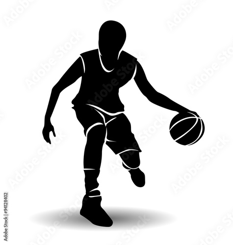 vector silhouette of basketball player with ball