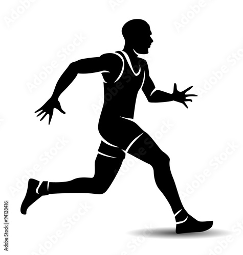 Vector silhouette of a running athlete