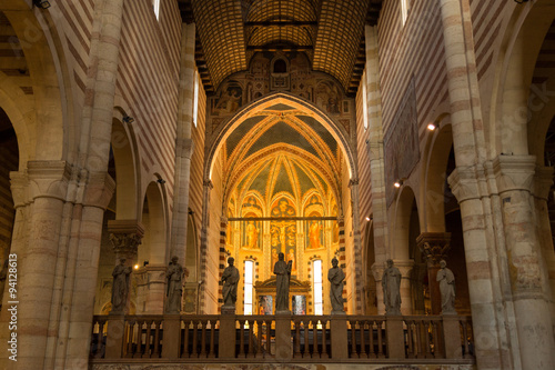 Tela interior of the basilica of Romanesque Basilica of San Zeno, Verona, Italy