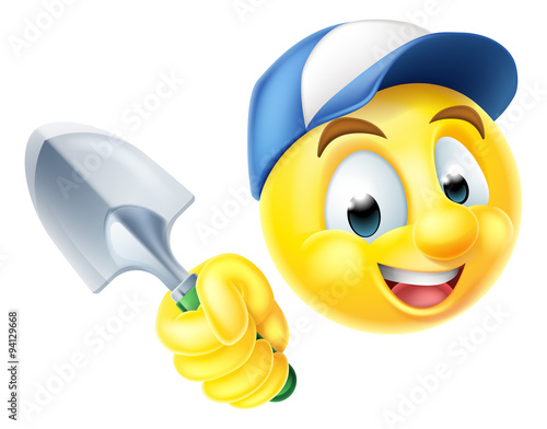 Gardener Emoticon Emoji with Trowel