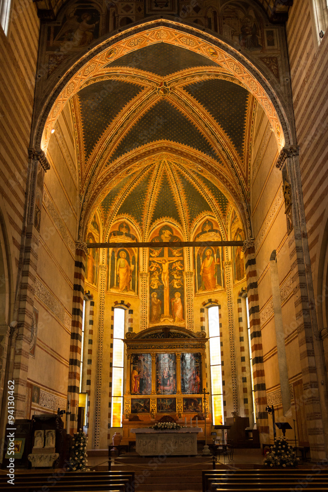 interior of the basilica of Romanesque Basilica of San Zeno, Verona, Italy