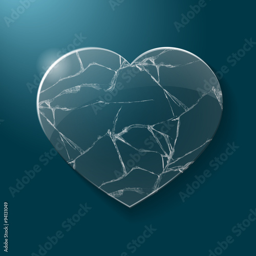 Broken heart made from glass