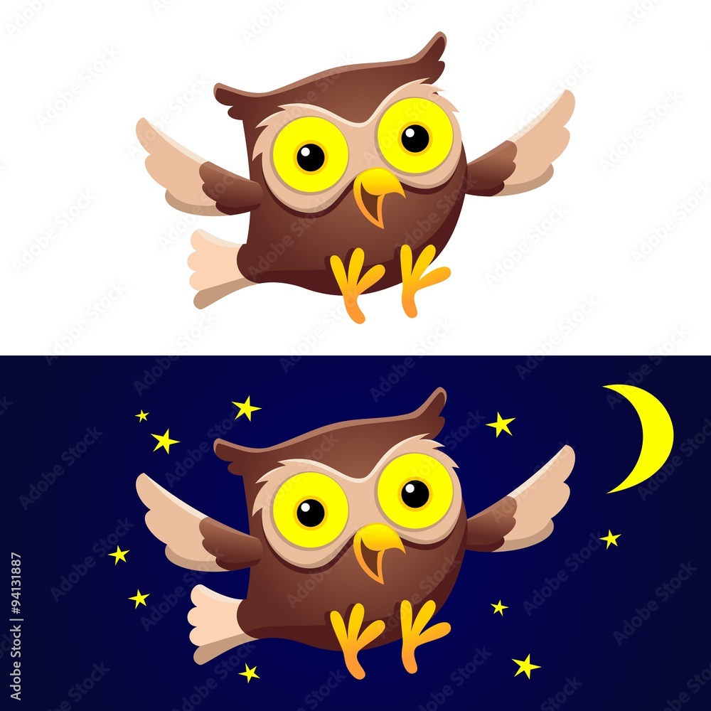flying owl cartoon