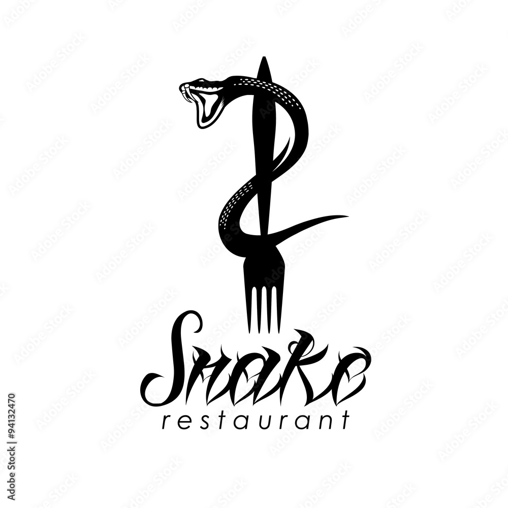 Obraz premium snake on the fork vector design template
