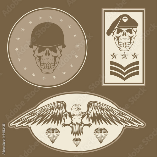 Special unit military emblem set vector design template