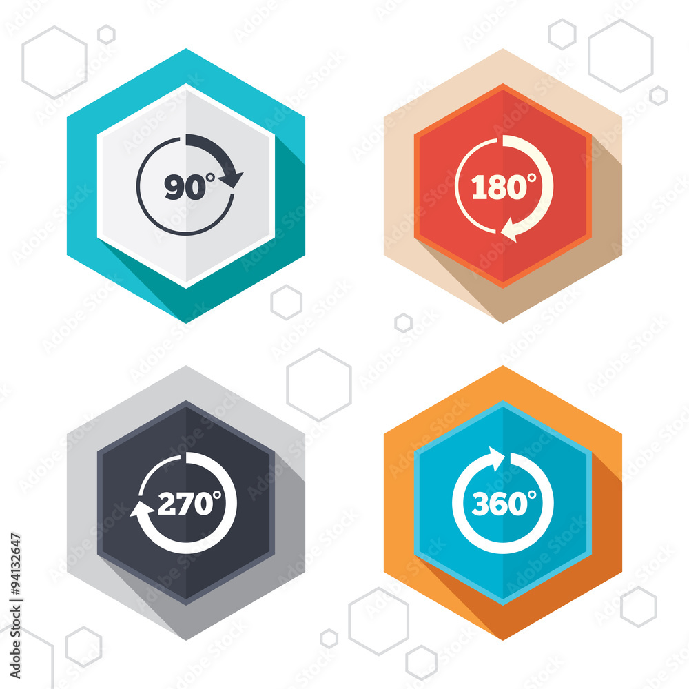 Angle degrees circle icons. Geometry math signs. Angle degrees circle icons. Geometry math signs.